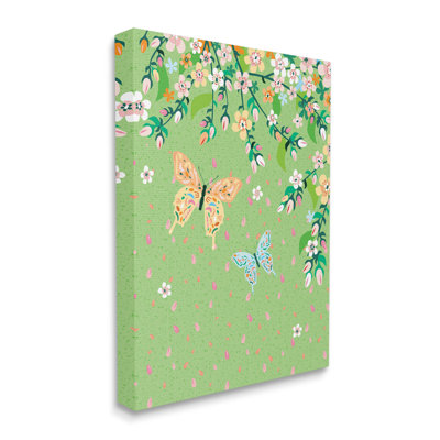 «Butterflies and Falling Petals» par Verbrugge - impression sur toile tendue