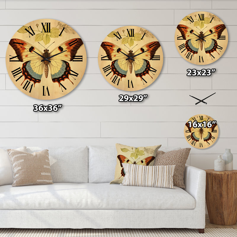 Horloge murale en bois massif Stefon, Grand