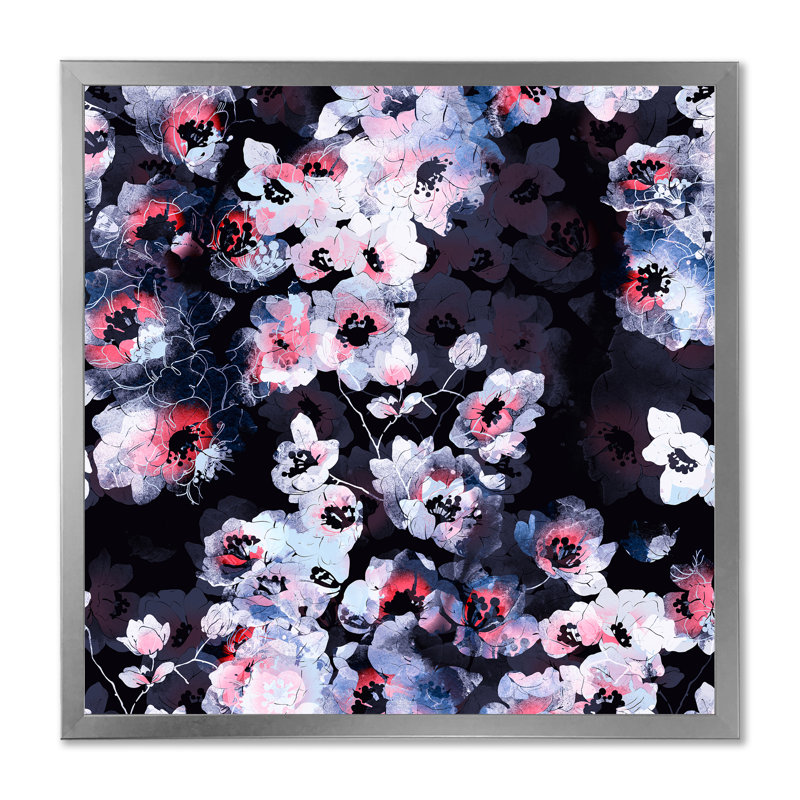 Motif d'impressions délicates fleurs de cerisier - reproduction d'art sur toile à motifs, H 16 po x l 16 po x P 1 po