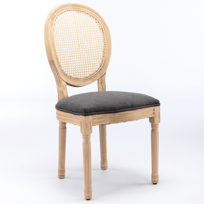 2 chaises de salle à manger, revêtement en lin gris avec dossier, fabrication en bois massif, coussin en mousse, capacité de poids de 300 lb supportée 2 et robustesse, rembourrage, charge maximale de 300 livres