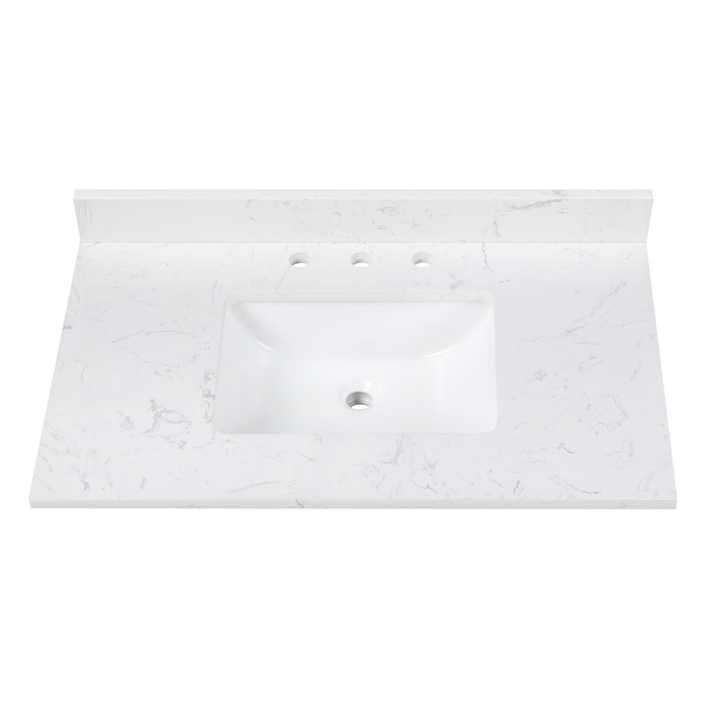 Cala White 37'' Engineered Stone Vanity Top with Sink