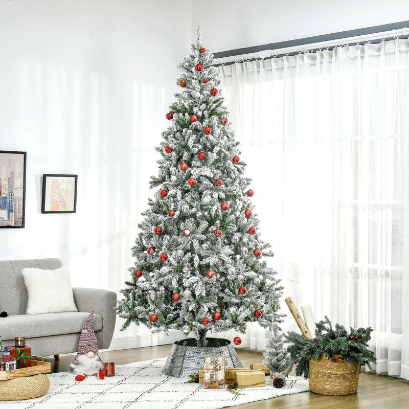 Arbre de Noël artificiel enneigé 9 pi avec branches réalistes, vert