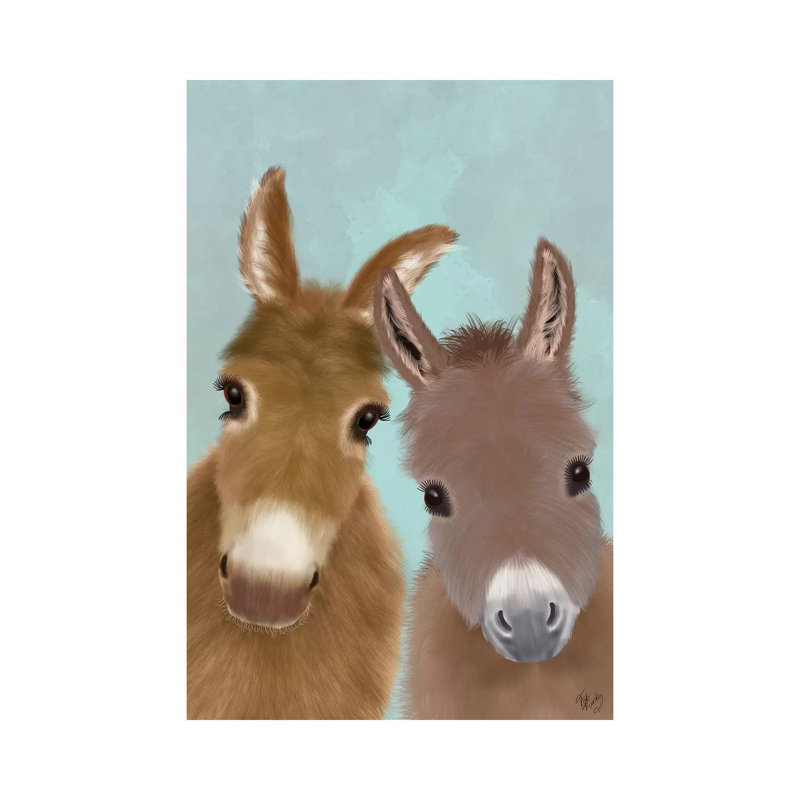Donkey Duo, Looking At You by Fab Funky - Wrapped Canvas Print, 66.04 cm H x 45.72 cm W x 1.91 cm D