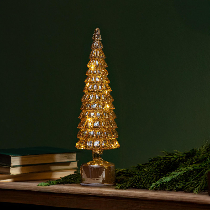 LED Rotating Glass Tree Table Décor, 16in. H