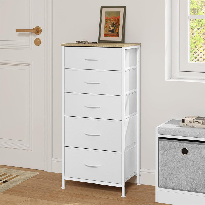 Rikeisha 5 Drawer Storage Drawer, Highgloss Sand Grey