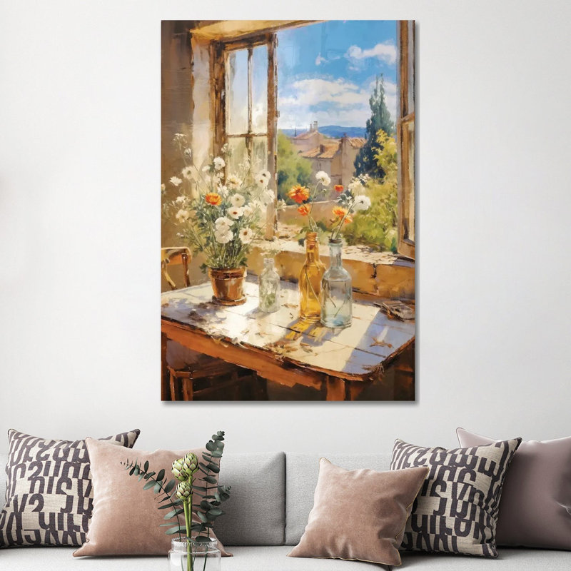 Summer Window III - Estampe numérique sur toile tendue avec châssis, 60" H x 40" W