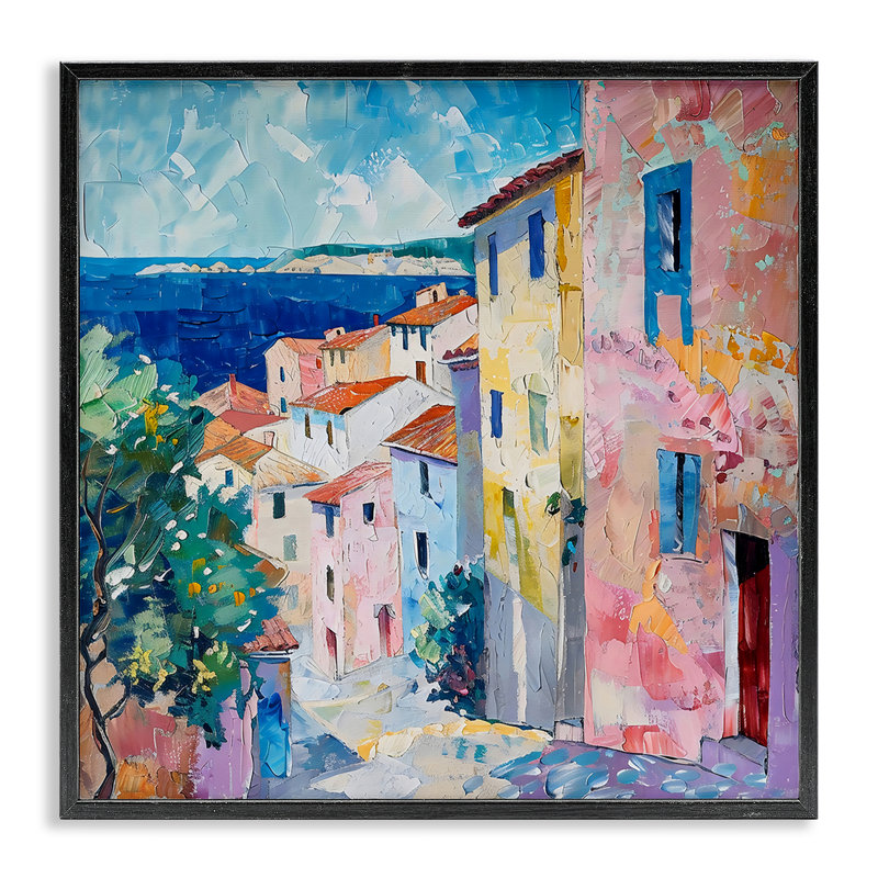 Giclée méditerranéenne encadrée, design par LSR Creative Studio, Giclée encadrée noir minuit, H 12 po x l 12 po