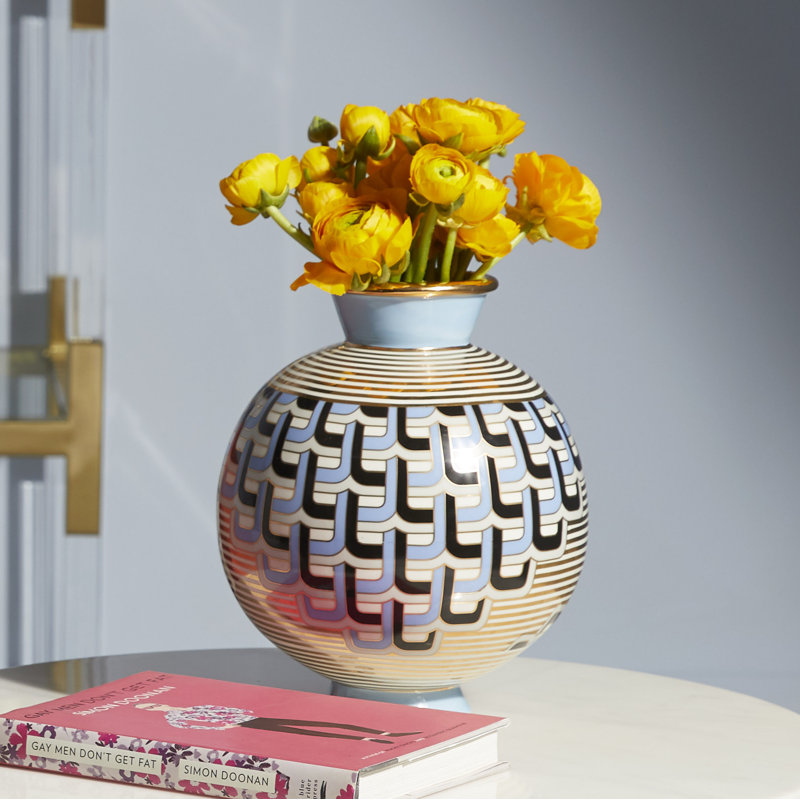 Gold and Blue Porcelain Decorative Table Vase