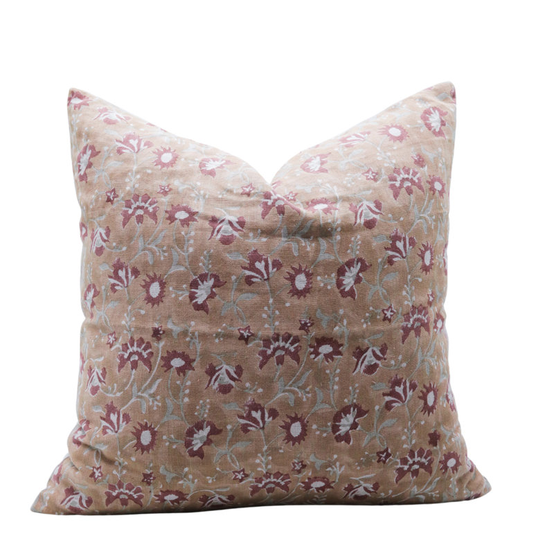 Housse de coussin imprimé à la main, housse de coussin bohémien de 16 x 16 pouces, coussin décoratif en lin, décoration artisanale faite à la main Fabividine Nayab 
