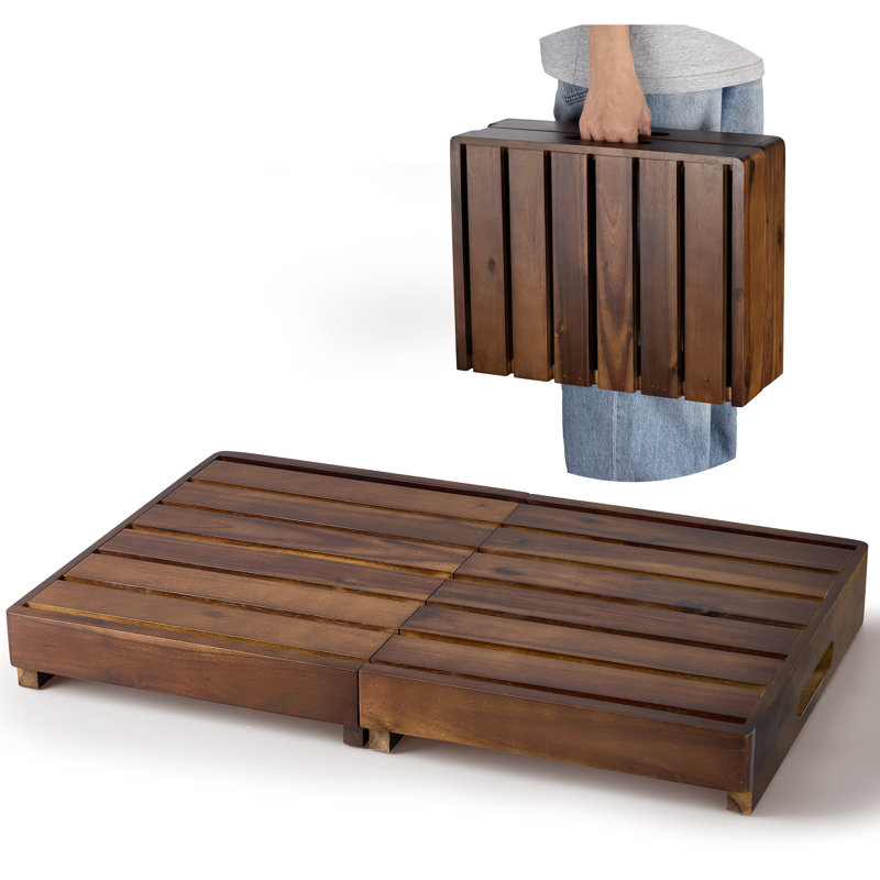 Tabouret pliant en bois massif pour adultes et aînés, Noyer