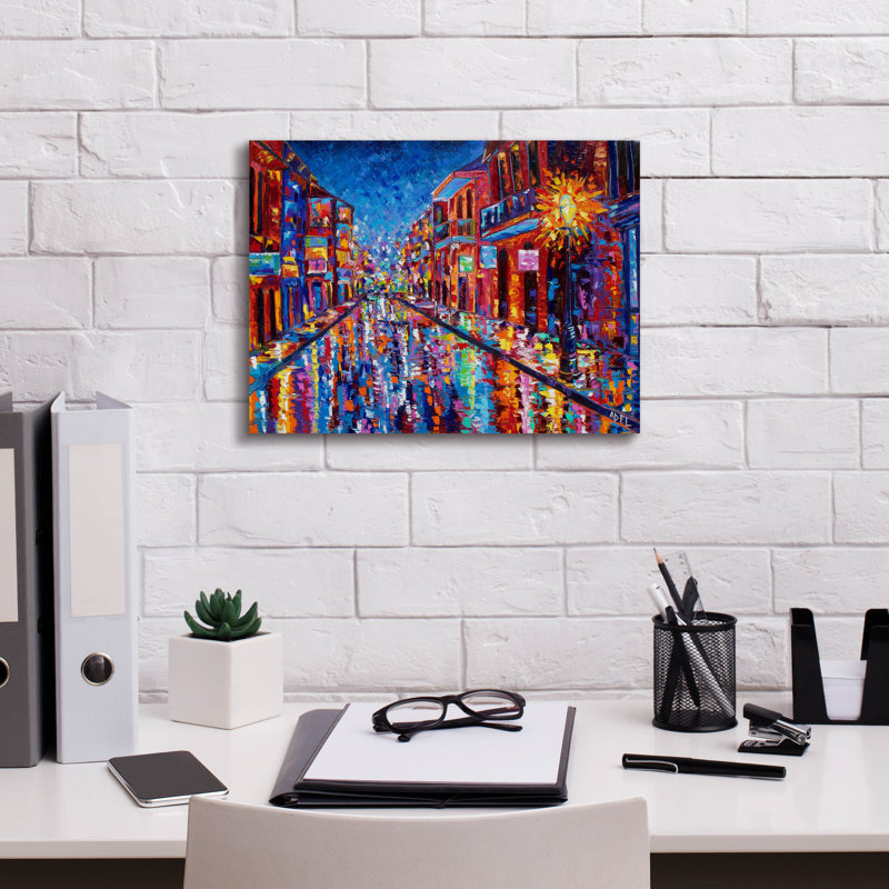 «New Orleans Cool Night On Bourbon Street» par ADEL, art mural sur toile, 16 po x 12 po, H 12 po x l 16 po
