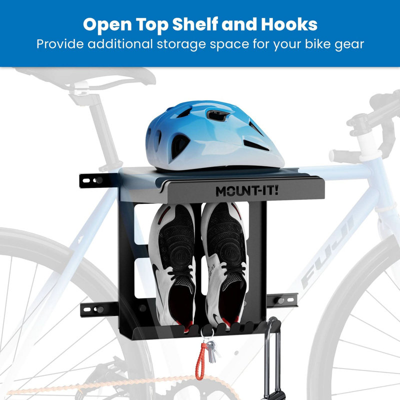 WFX Utility™ A704D8C0183B418BAF53D119E0F39EEC Wheelsup Series Bike Wall Mount With Shelf And Hooks