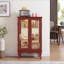 Armoire vitrée 2 portes avec portes en verre trempé, armoires vitrées avec panneau arrière en miroir et tablettes réglables, vitrine lumineuse pour la maison, ampoule de bureau incluse-131283817