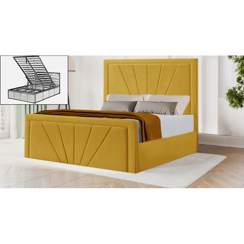 Atreau Storage Bed, Yellow Mustard, Small Double (4')