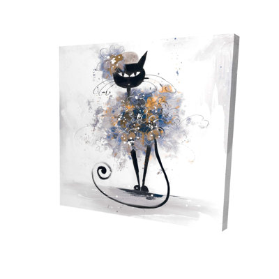 Dessin de chat noir - Toile rétro pour décoration intérieure