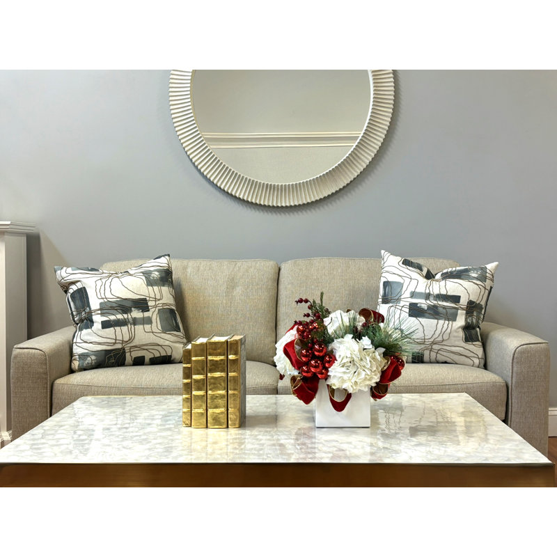 Hydrangea Holiday Arrangement with Velvet Bows