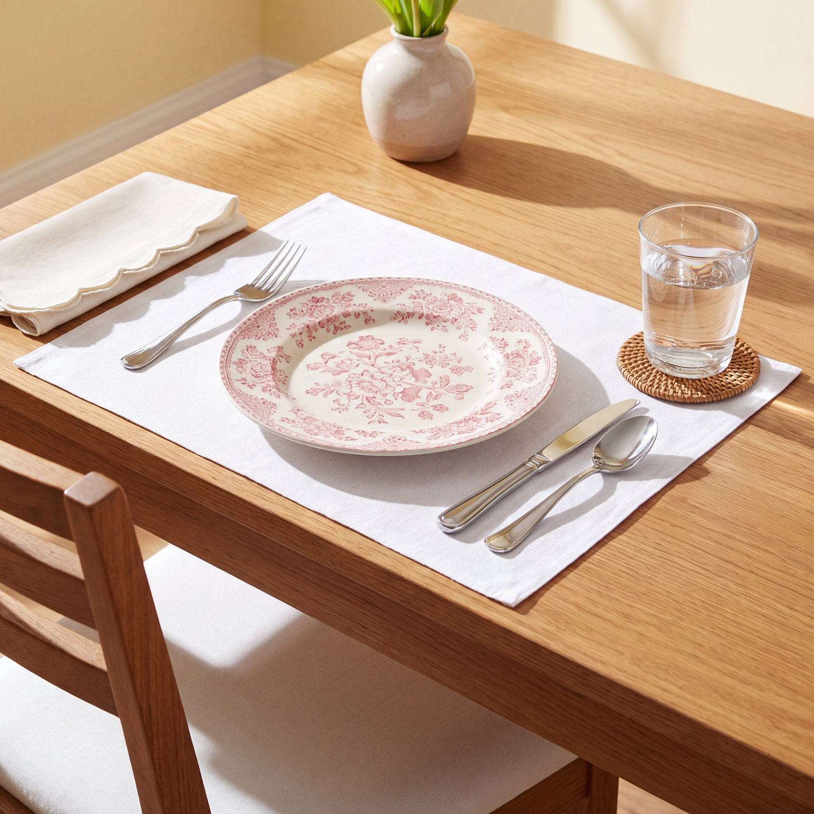 over&back Woven Chambray Cotton Placemat, White