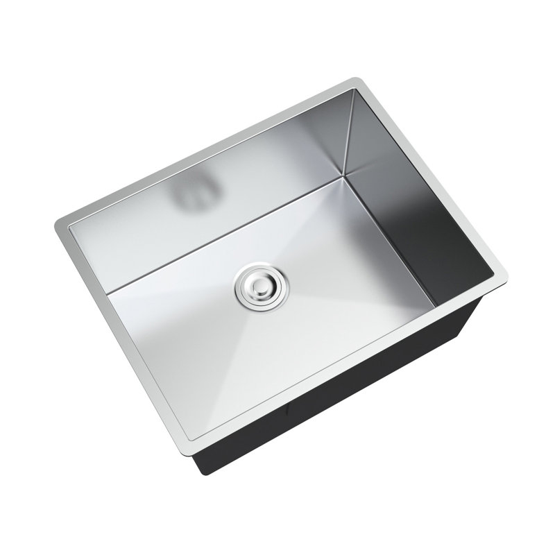 Single Bowl Stainless Steel Kitchen Sink, 10" H x 21" W x 18" D