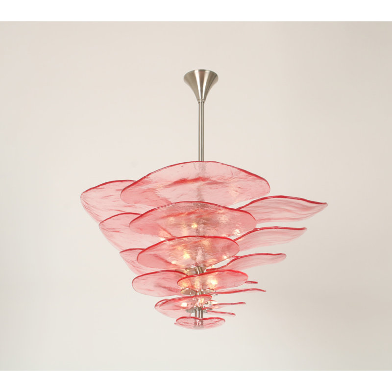 Lustre résidentiel Lilypad, Givré, Nickel brossé, 62” Diameter x 26” Height