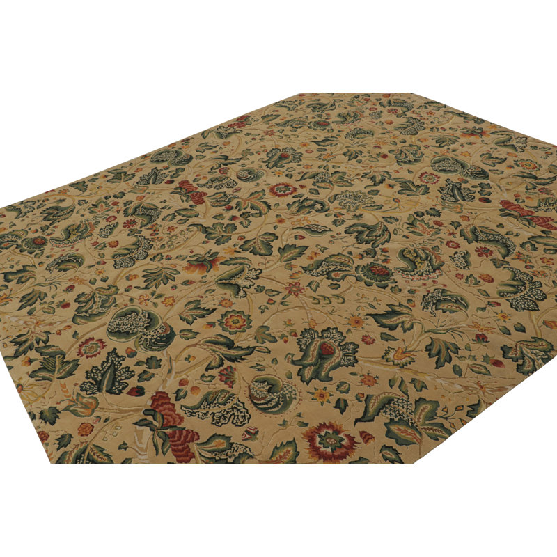 Wool Floral Area Rug, Rectangle 8'10” x 9'7”