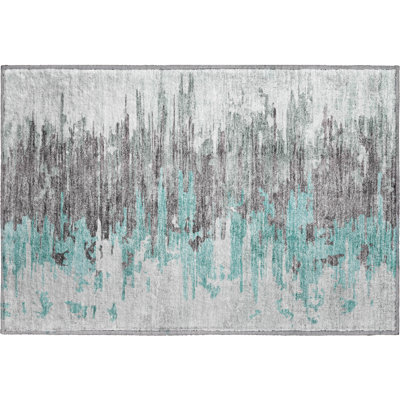 Premium Machine Washable Prisco Teal Rug