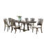 Chaises de salle à manger 2 pièces, bois massif gris antique avec siège en tissu et pieds tournés, chaises de style transitionnel moderne de style Mid-Century, style contemporain
