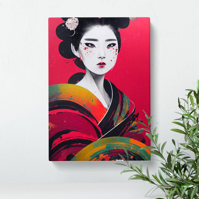 Painted Geisha No.4 - Wrapped Canvas, 60cm H x 40cm W x 3cm D