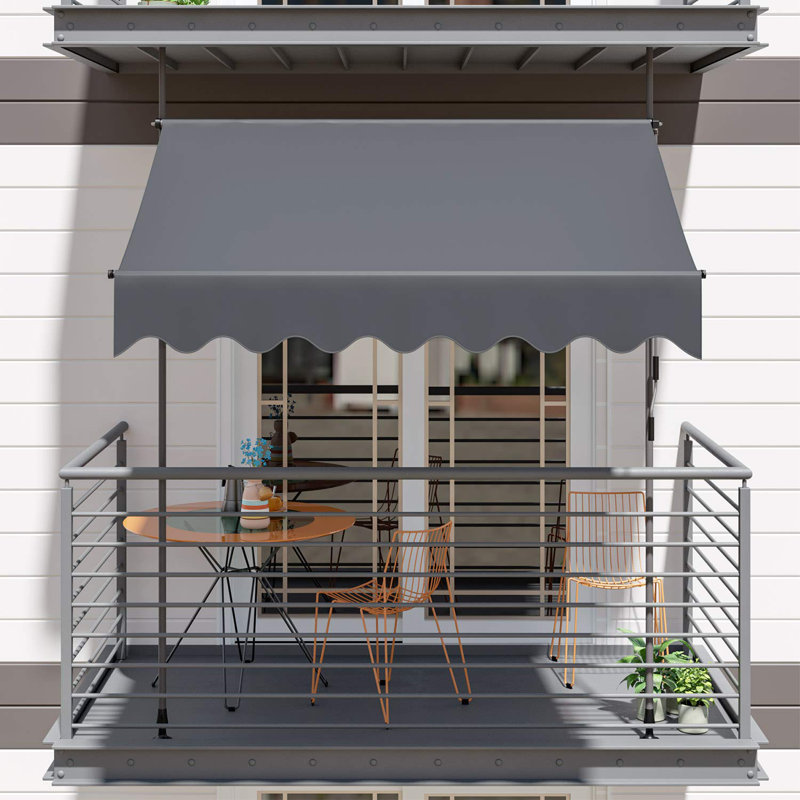 Pirecart Manual Retractable Awning, Non-screw Outdoor Retractable Shade Awning, Height Adjustable, for Balcony or Door