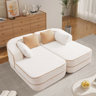 77.2" Teddy Fabric No Assembly Chaise Sofa