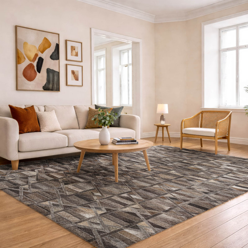 Premium Machine Washable Dream Shag ADS99 Diamond Tracks Rug, Gray, 3' x 5'