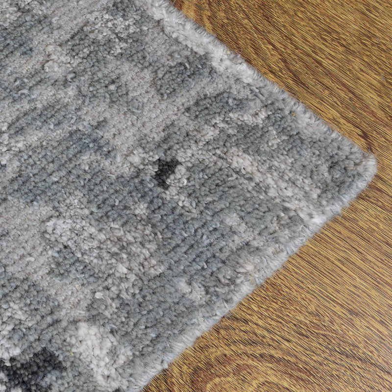 Hand Knotted Premium Quality Abstract Gray Color, Silk and Wool Area Rugs, Rectangle 6' x 9'