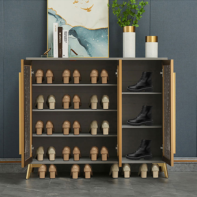 Rangement à chaussures gris en aluminium