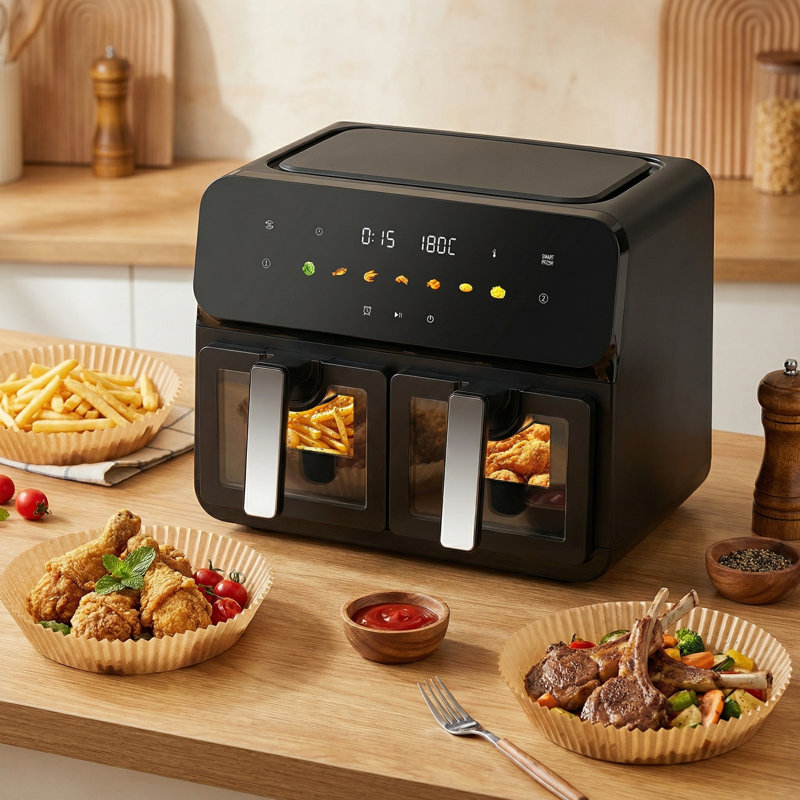 Friteuse à air à double panier 10 pte, double panier 2 x 5 pte avec écran tactile numérique et SyncCook, 1700 W