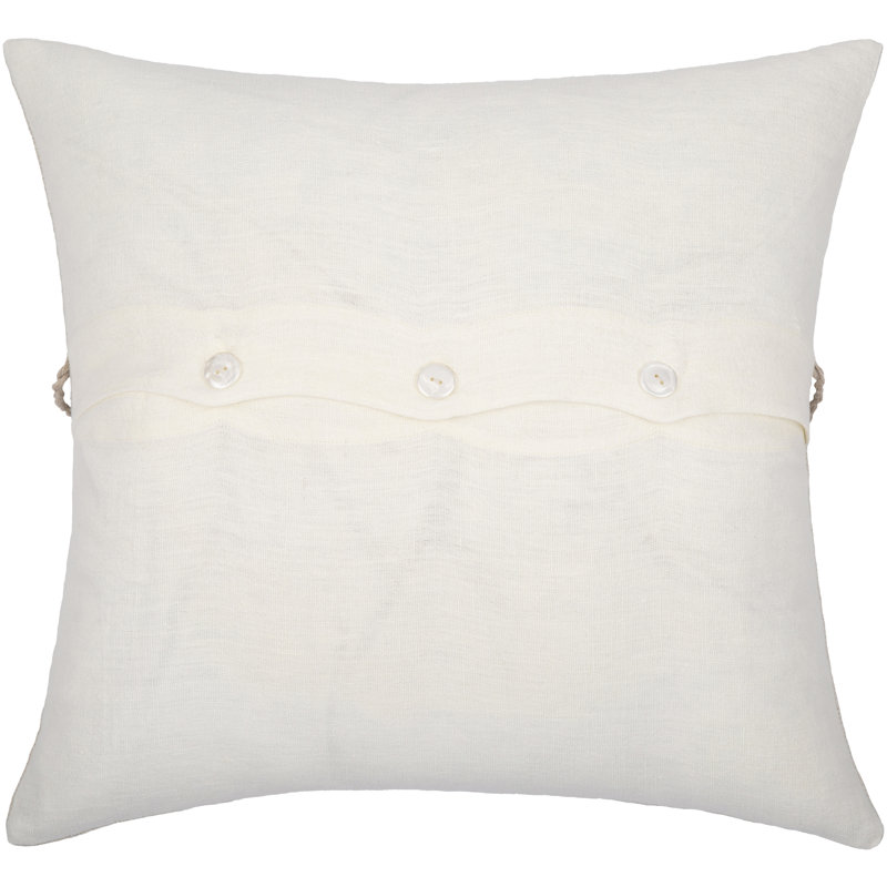 Linen Stripe Embellished Pillow Cover & Insert 3 Throw Polyester, 18" x 18"
