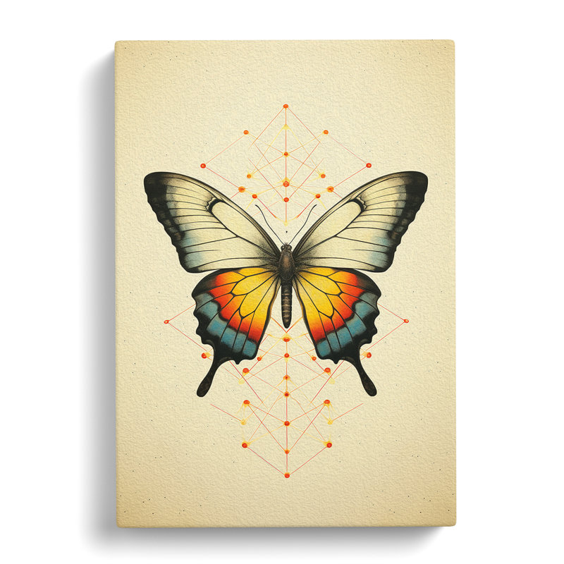 Butterfly Geometric No.2 - Wrapped Canvas, 60cm H x 40cm W x 3cm D