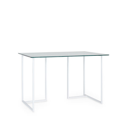 Eddo Glass Top Metal Base Writing Desk