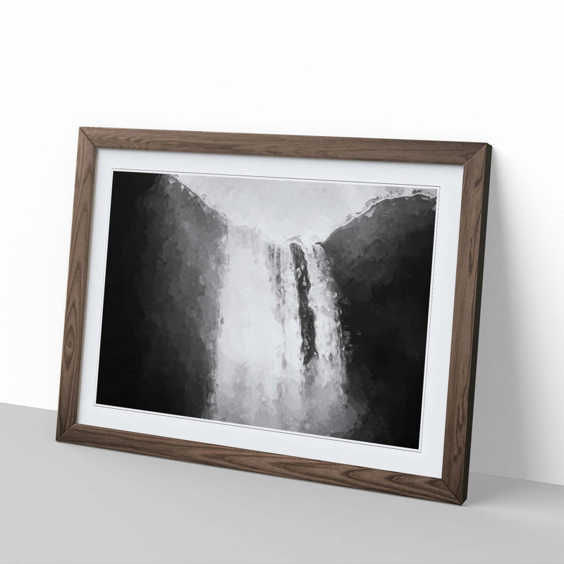 Skogafoss Waterfall Iceland in Abstract - Picture Frame Graphic Art Print, Walnut Framed, 36cm H x 48cm W x 2cm D