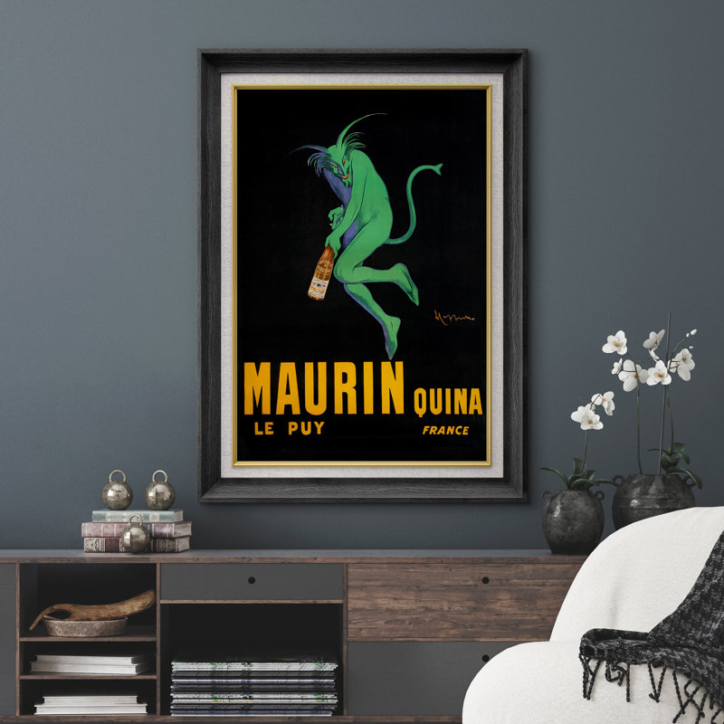 Publicité rétro de Maurin Quina, œuvre d'art de diable vert, bar, homme de cuisine, art mural, impression sur toile