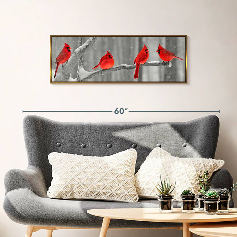 Cardinal, Cadre flottant doré, 37 po x 13 po