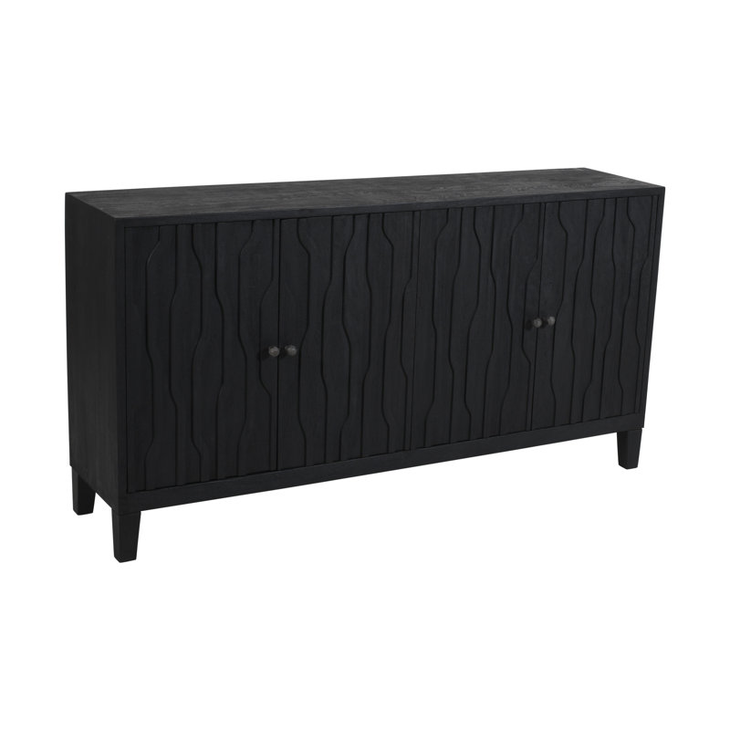 Grandos 4-door Sideboard In Transitional  Graphite Black On Reclaimed Solid Wood