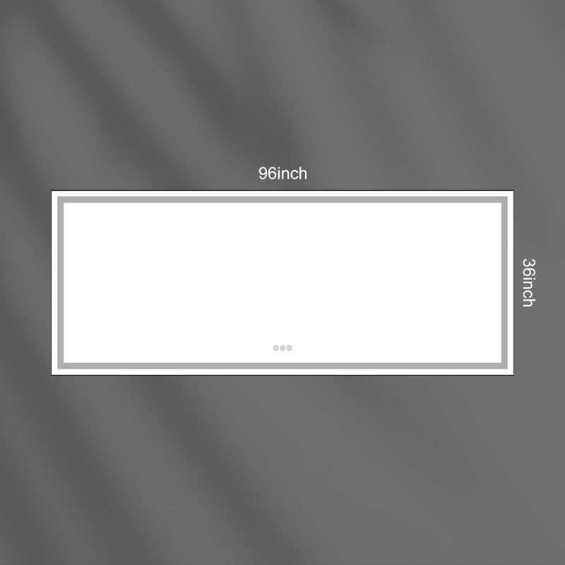 Aluminum Frame Led Frontlight Lighted Bathroom Vanity Mirror, Anti-fog/stepless Dimmable/3 Colors Adjustable, 36" x 96"