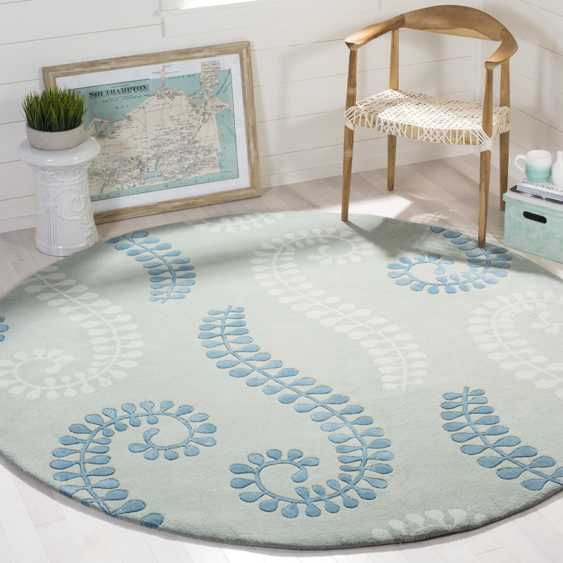 Andersen Hand Tufted Wool Floral / Flower Rug, Round 7'