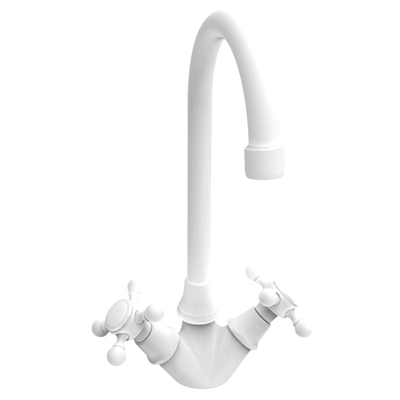 Chesterfield Double Handle Bar Faucet, Matte White