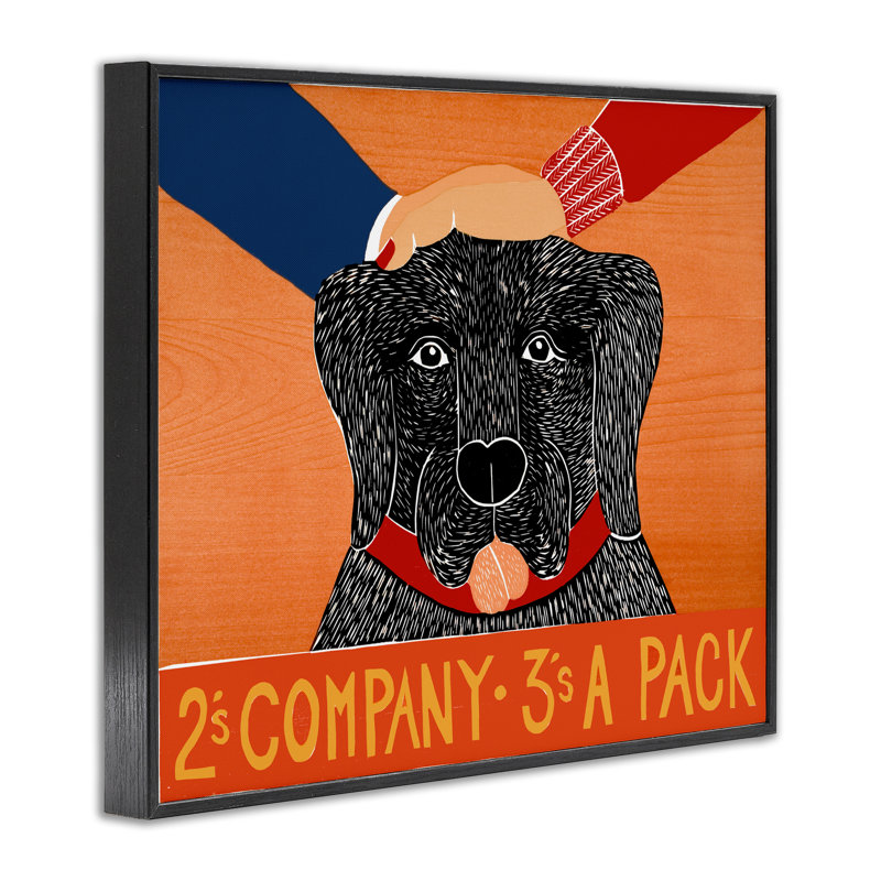 «2's Company Dog», dessin de Stephen Huneck, H 11 po x l 14 po, Giclée encadrée noir minuit