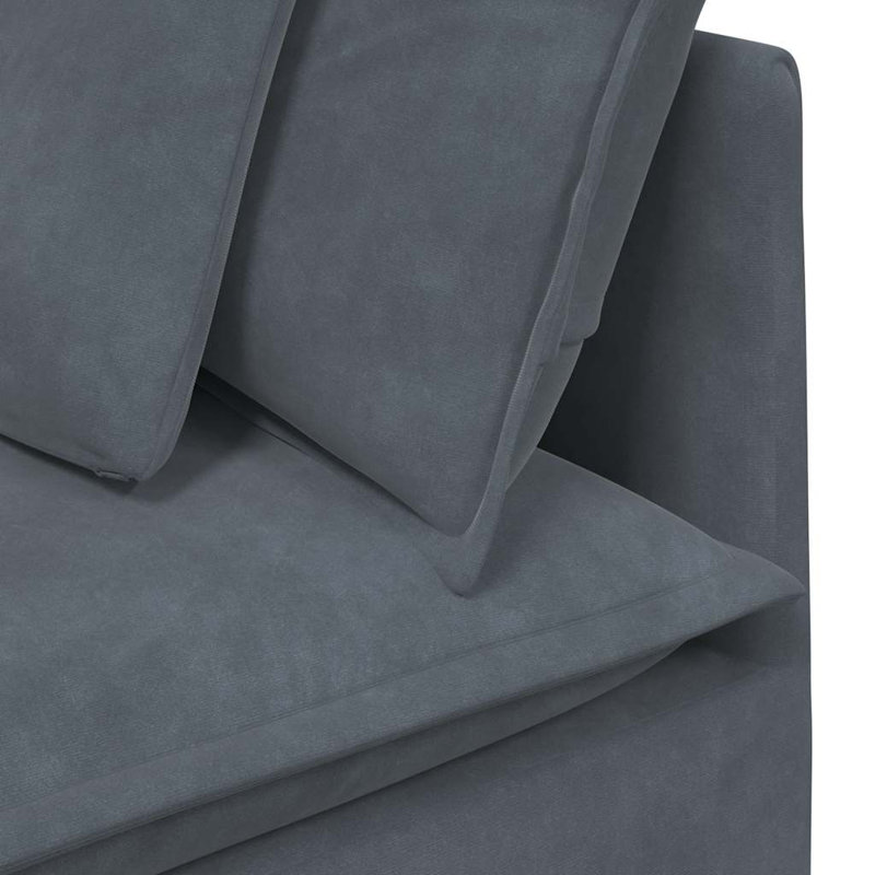  Canapé modulaire surdimensionné en velours gris foncé (100% polyester), Bleu gris