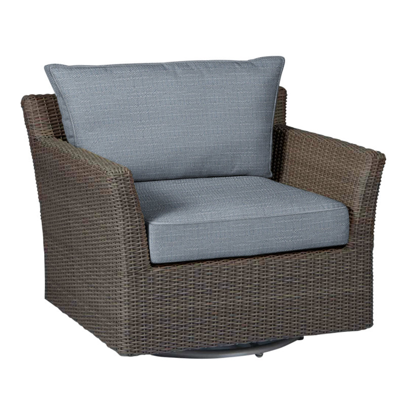 Fauteuil pivotant club tissé - noyer noir, InsideOut® Rollo ‑ lin Chambray, Welt, Noyer noir