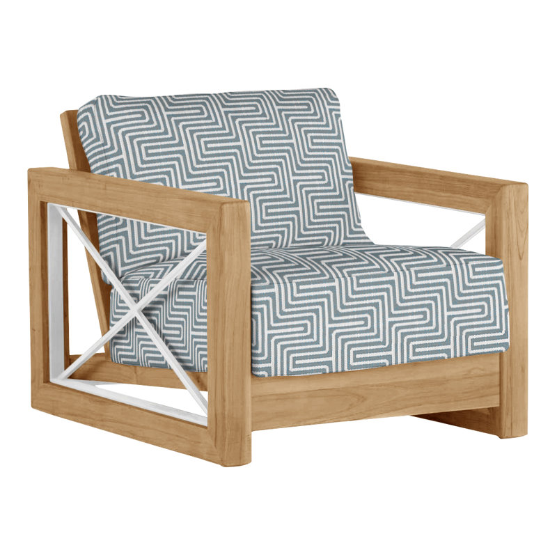 Malta Teak Outdoor Lounge Chair, No welt + Standard fill, Natural Teak, Perigold Key Figure Twilight