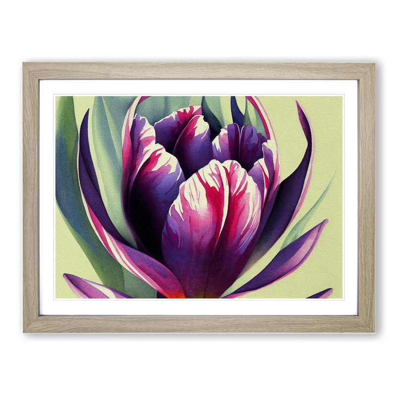 Beguiling Flower - Single Picture Frame Print, 34cm H x 46cm W x 2cm D, Oak Frame