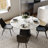  Modern Dining Room Sets, Pre-Assembly Round Dining Table Sets, Sintered Stone Tabletop Kitchen Dining Table Set With PU Upholstered Chairs-111696400-111696401