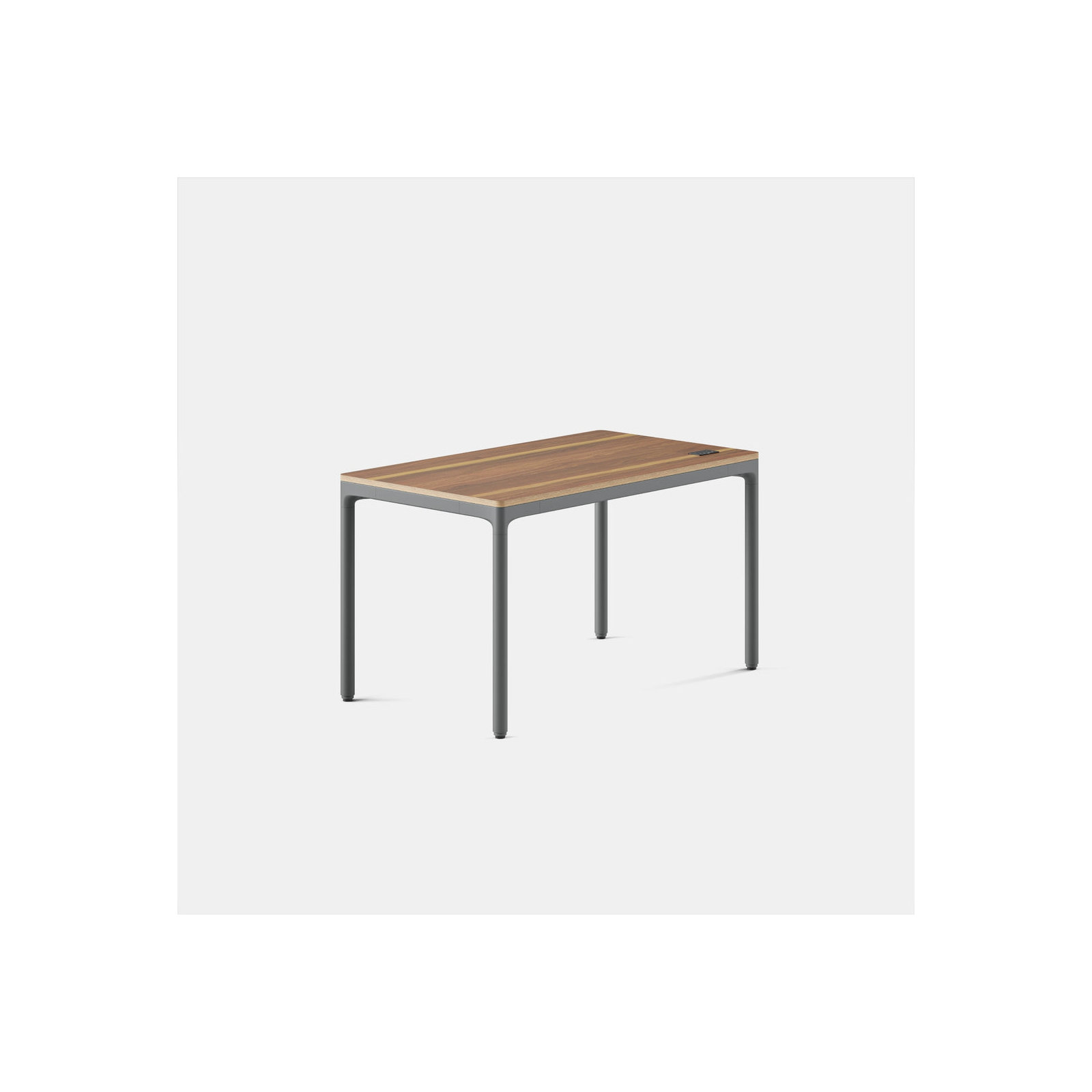 Four Leg Standing Desk, 44.6" H x 48" W x 27" D, Carbon, Walnut